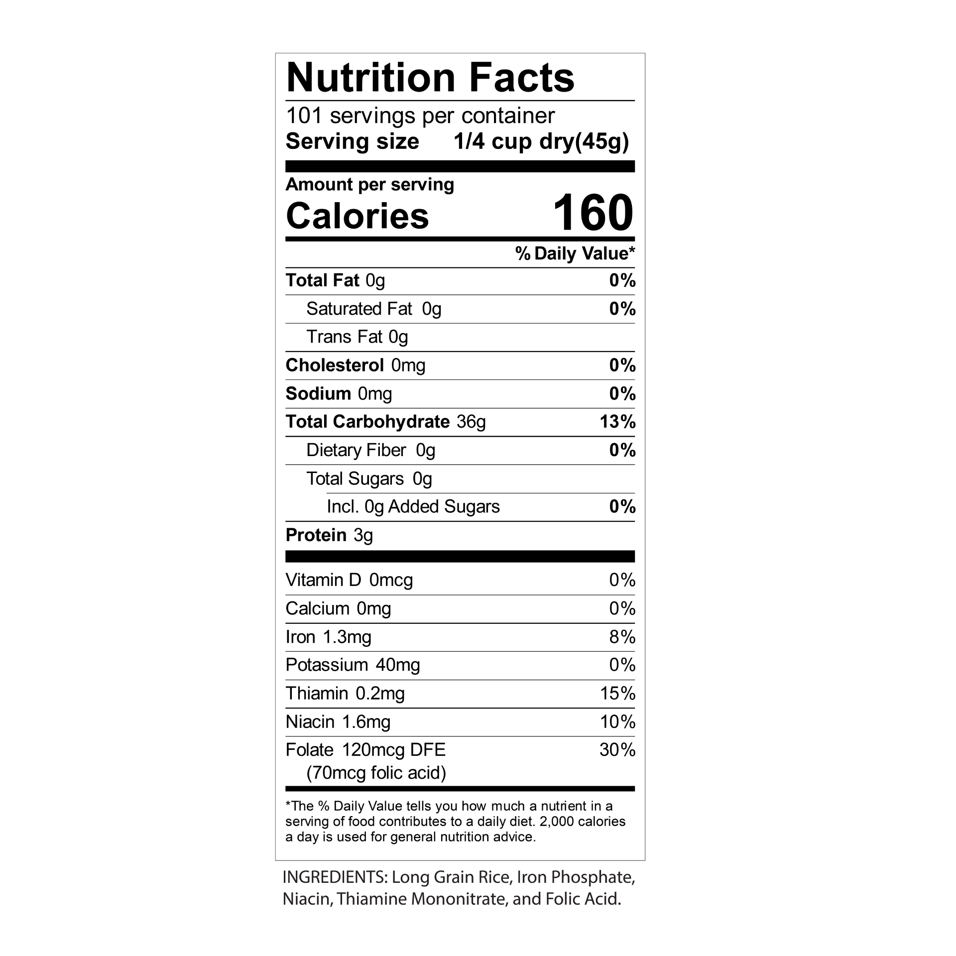 Riceland 4% Extra Long Grain White Rice, 10 lb poly bag, Pack of 4