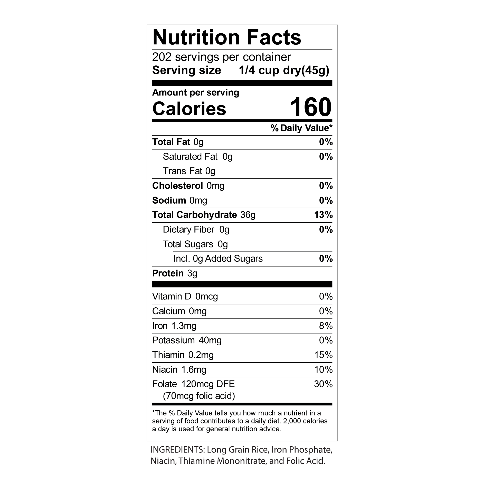 Riceland 4% Extra Long Grain White Rice, 20 lb poly bag, Pack of 3