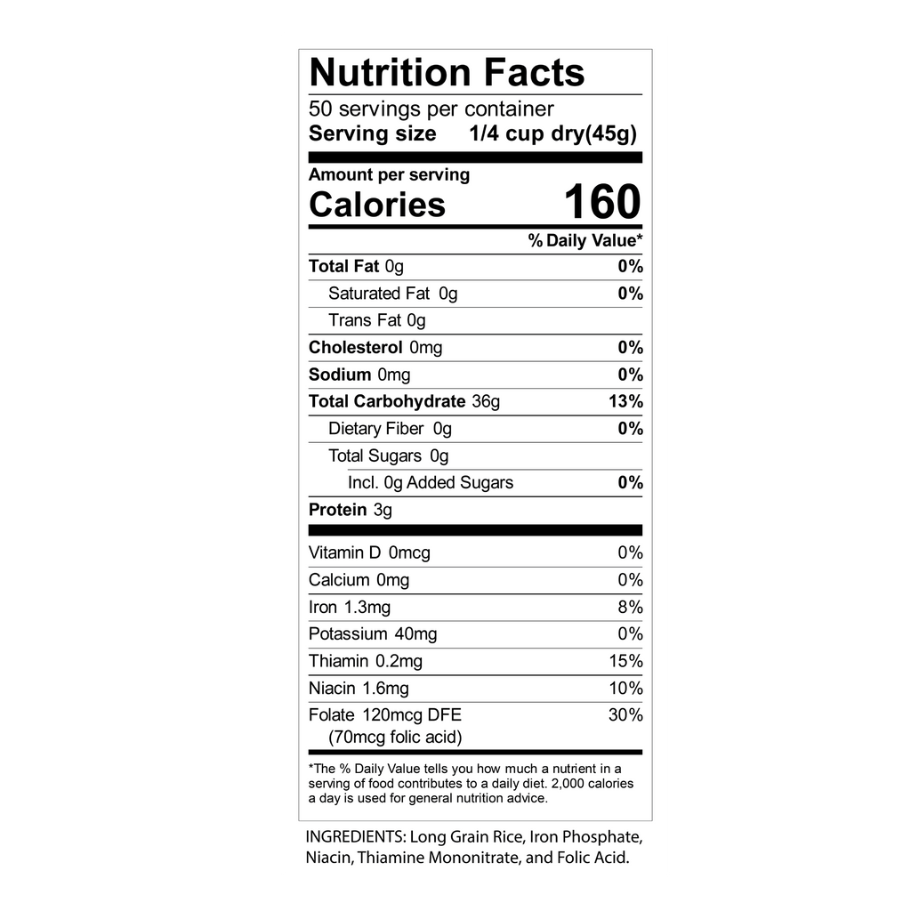 Riceland 4% Extra Long Grain White Rice, 5 lb poly bag, Pack of 8