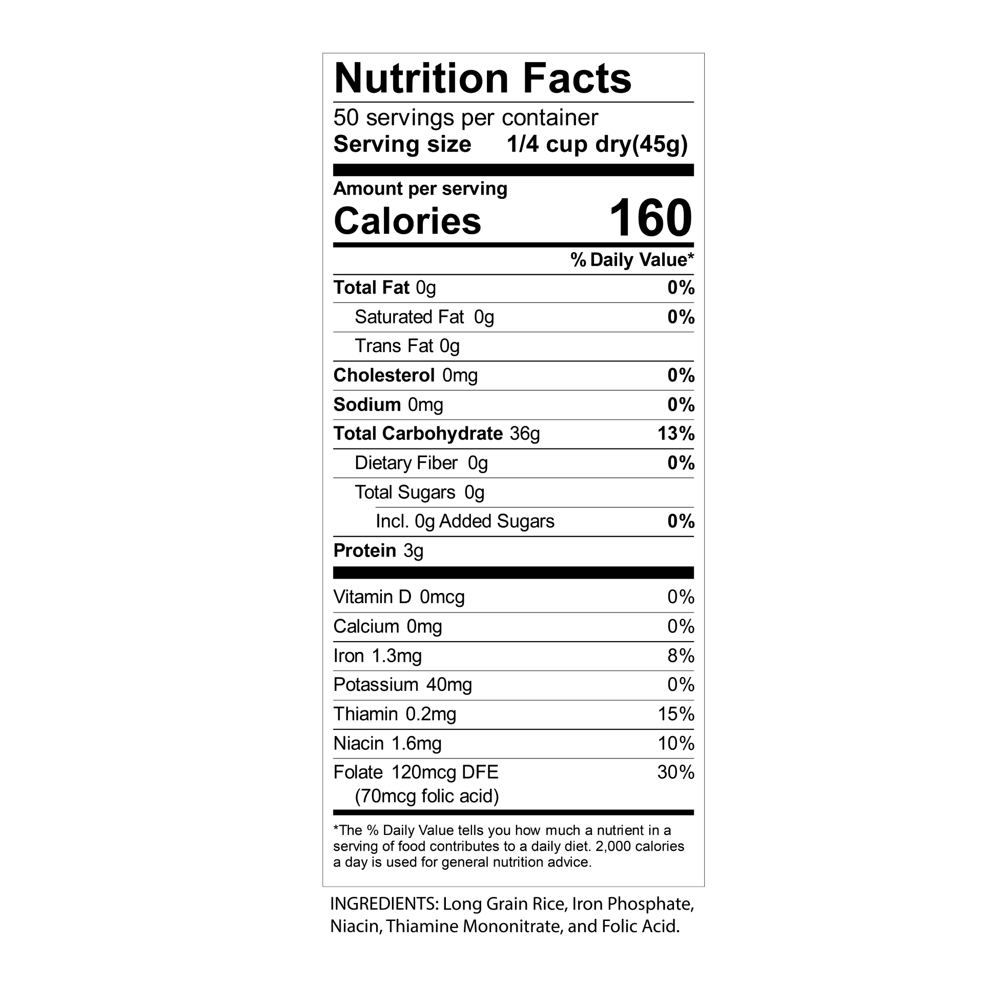 Riceland 4% Extra Long Grain White Rice, 5 lb poly bag, Pack of 8