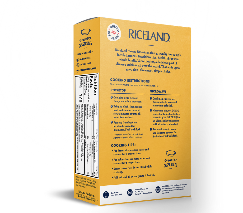 Riceland Gold Parboiled Long Grain Rice, 2 lb carton, Pack of 12